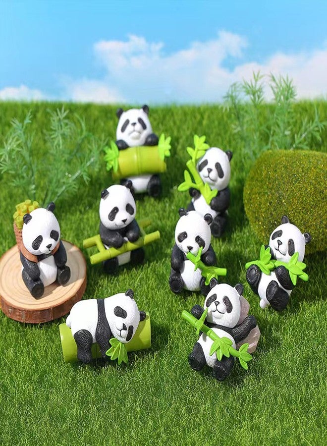 ALHBEJT 8Pcs Miniature Panda Figurines Resin Panda Statue Sculpture Landscape Decoration Mini Animals Miniature Figurines for Fairy Gardens, Micro Landscapes, Moss, Office Home Cake Decorations - Image 5